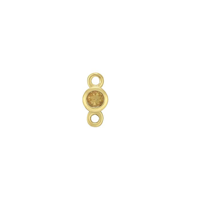 14K Yellow Gold 2mm Citrine-Set Link Component