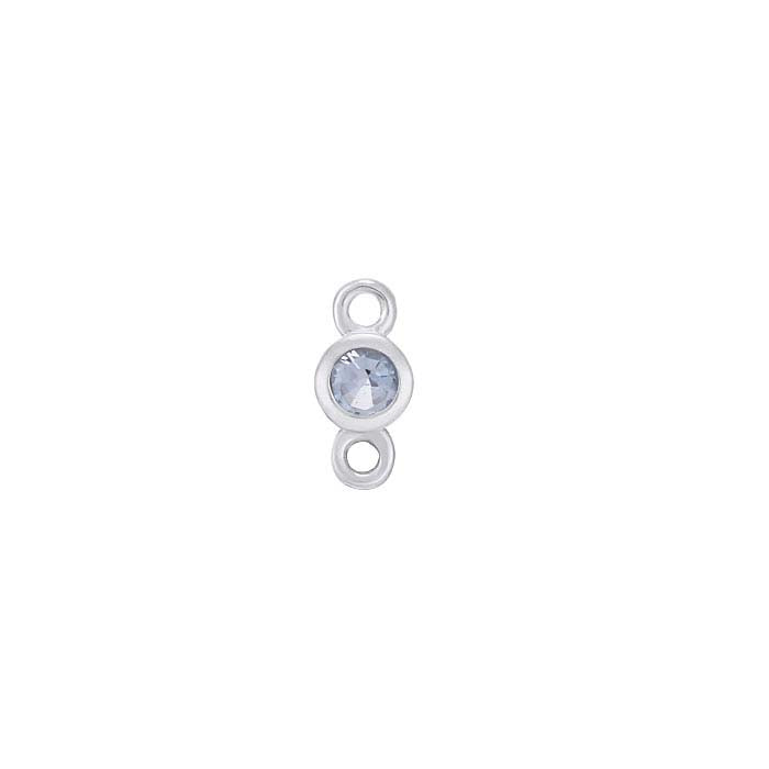 14K White Gold 2mm Aquamarine-Set Link Component
