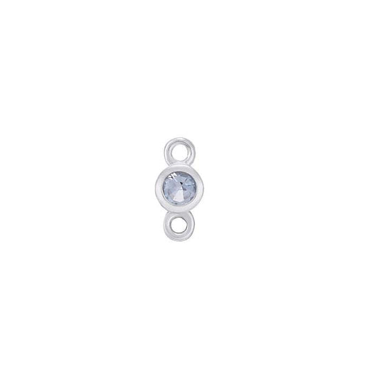 14K White Gold 2mm Aquamarine-Set Link Component