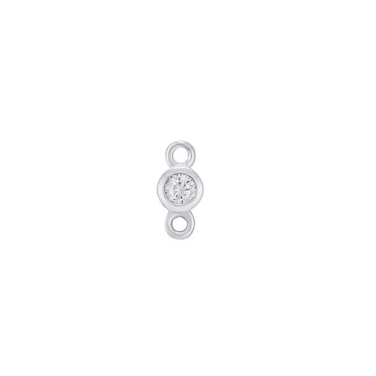 14K White Gold 2mm Lab-Grown White Sapphire-Set Link Component