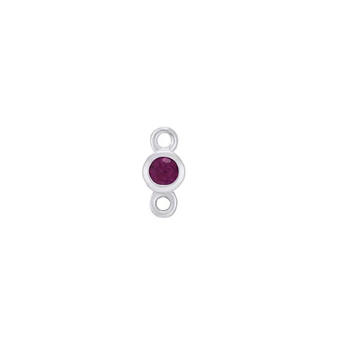 14K White Gold 2mm Lab-Grown Ruby-Set Link Component