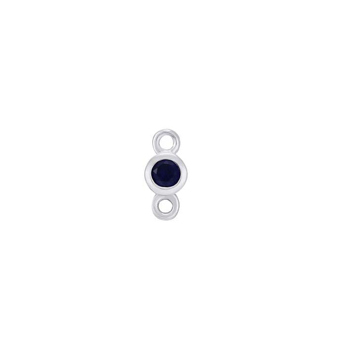14K White Gold 2mm Lab-Grown Sapphire-Set Link Component