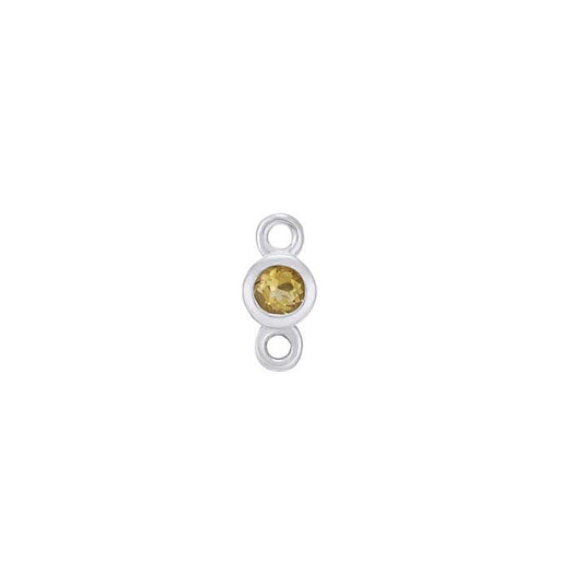 Composant de maillon serti de citrine 2 mm en or blanc 14 carats
