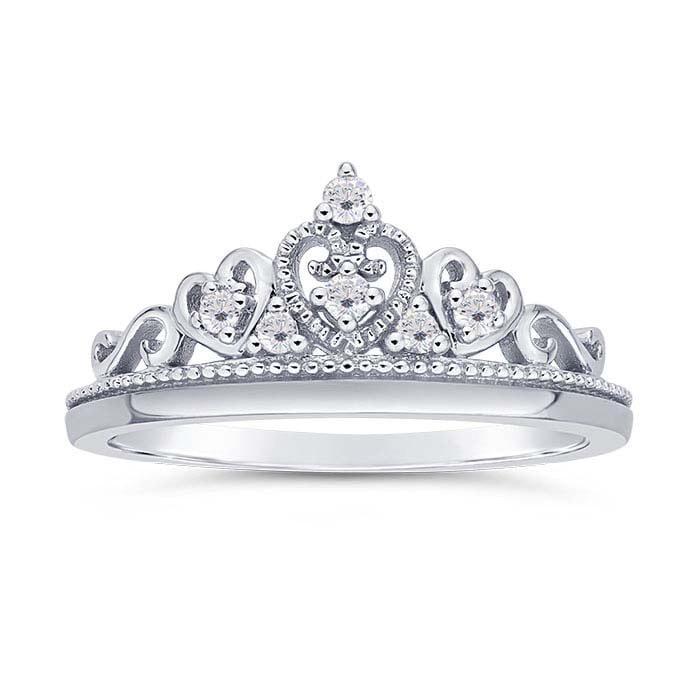 14K White Gold Diamond-Set Tiara Ring