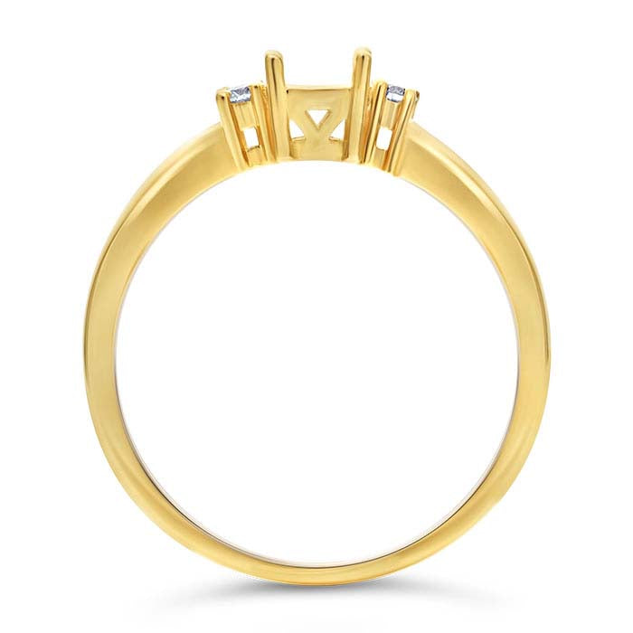 Montagem de Anel de Noivado Semi-Montada Redonda de 5mm em Ouro Amarelo 14K