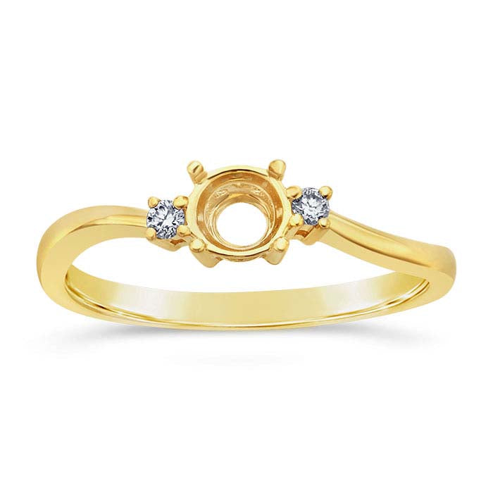 Montagem de Anel de Noivado Semi-Montada Redonda de 5mm em Ouro Amarelo 14K