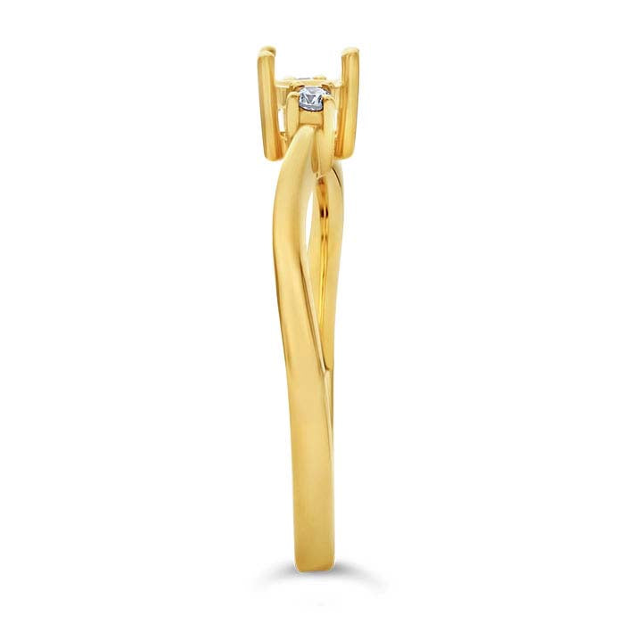 Montagem de Anel de Noivado Semi-Montada Redonda de 5mm em Ouro Amarelo 14K