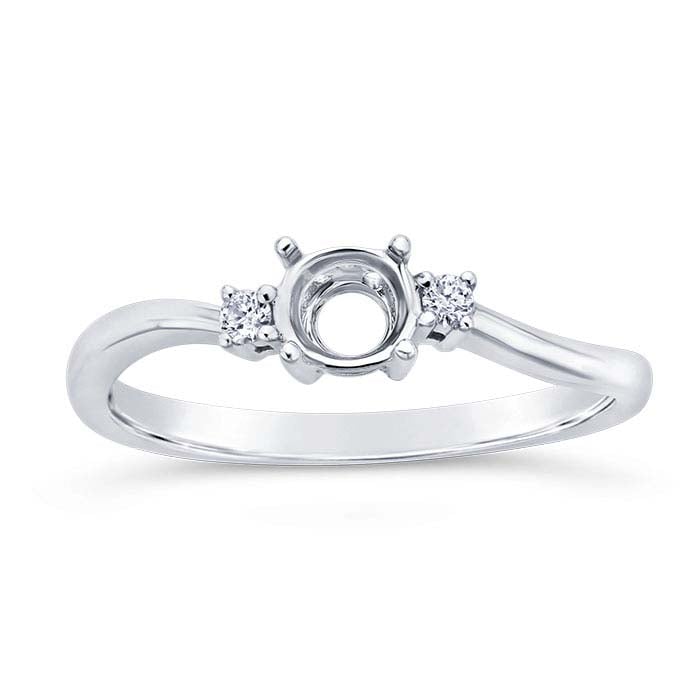 Montagem de Anel de Noivado Semi-Montada Redonda de 5mm em Ouro Branco 14K