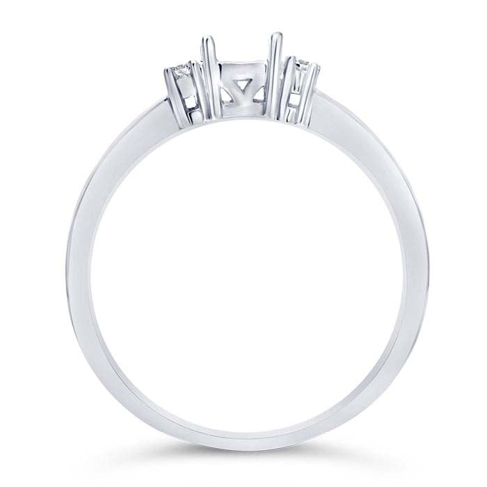 Montagem de Anel de Noivado Semi-Montada Redonda de 5mm em Ouro Branco 14K