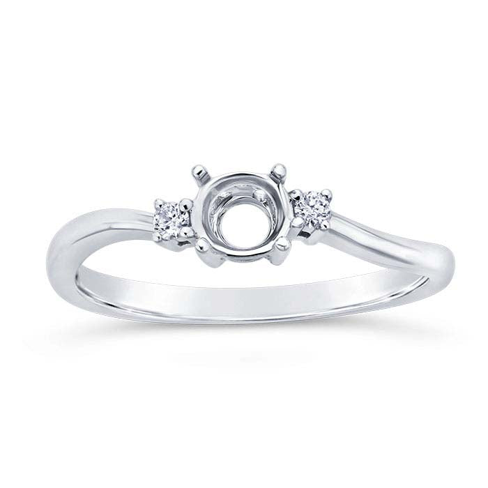 Montagem de Anel de Noivado Semi-Montada Redonda de 5mm em Ouro Branco 14K