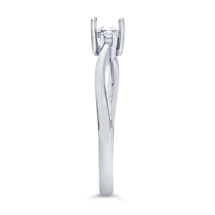 Montagem de Anel de Noivado Semi-Montada Redonda de 5mm em Ouro Branco 14K