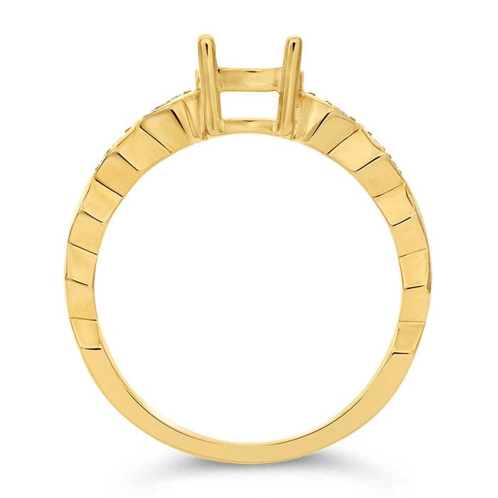 14K Yellow Gold 6.5mm Round Semi-Mount Engagement Ring Mounting