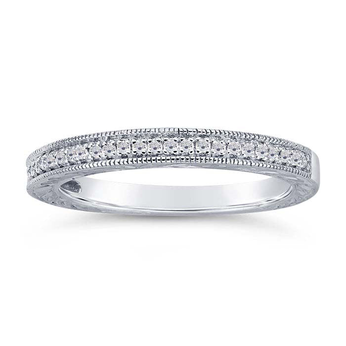 14K Vitt Guld 2,2 mm Diamantsatt Vigselring