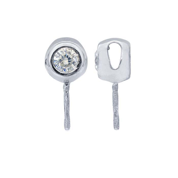 14K White Gold Diamond-Set Pearl Pendant Mounting