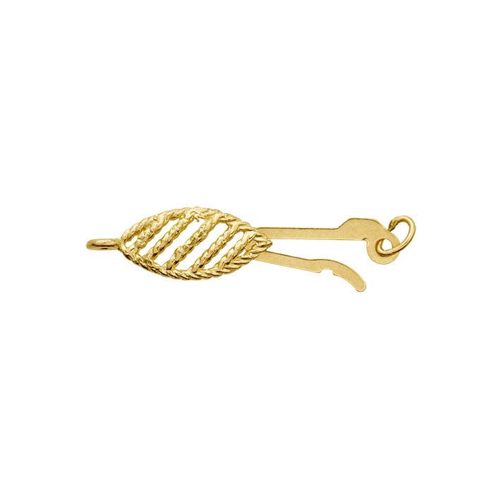 14K Yellow Gold 14.5 x 4.8mm Marquise Open Weave Safety Clasp