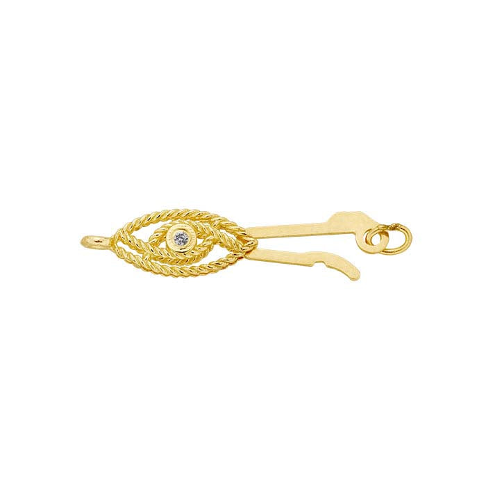14K Yellow Gold 14.3 x 4.65mm Diamond-Set Marquise Rope Safety Clasp