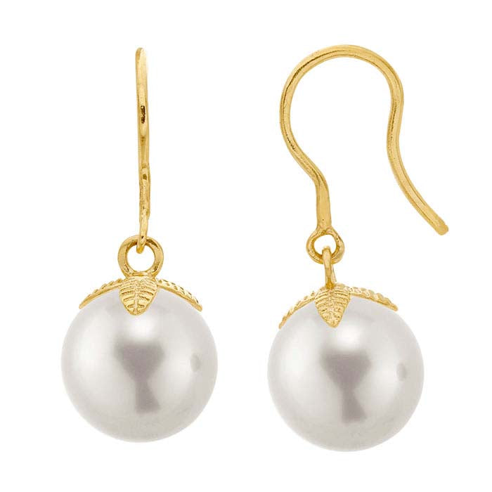 14K Yellow Gold Ear Wire with Pearl Mounting Dangle