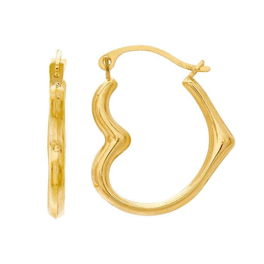 Orecchini a cerchio a forma di cuore in oro giallo 10K