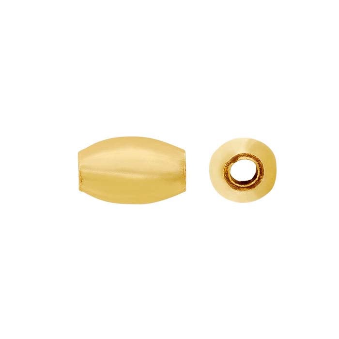 14/20 Geltono Aukso Užpildytas 5 x 3 mm Ovalo Formos Karoliukas
