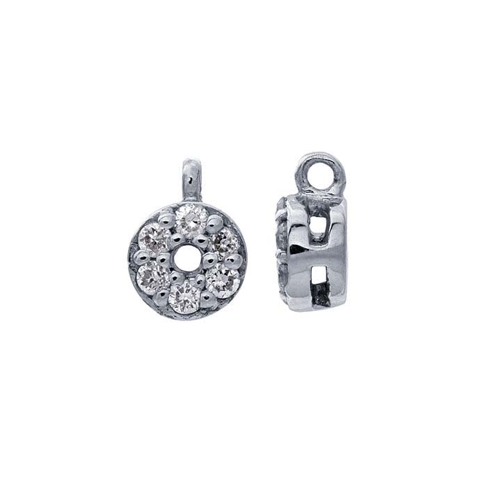 14K White Gold Diamond-Set Round Component
