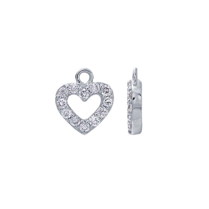 14K White Gold Diamond-Set Heart Charm