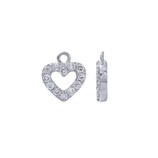 14K White Gold Diamond-Set Heart Charm