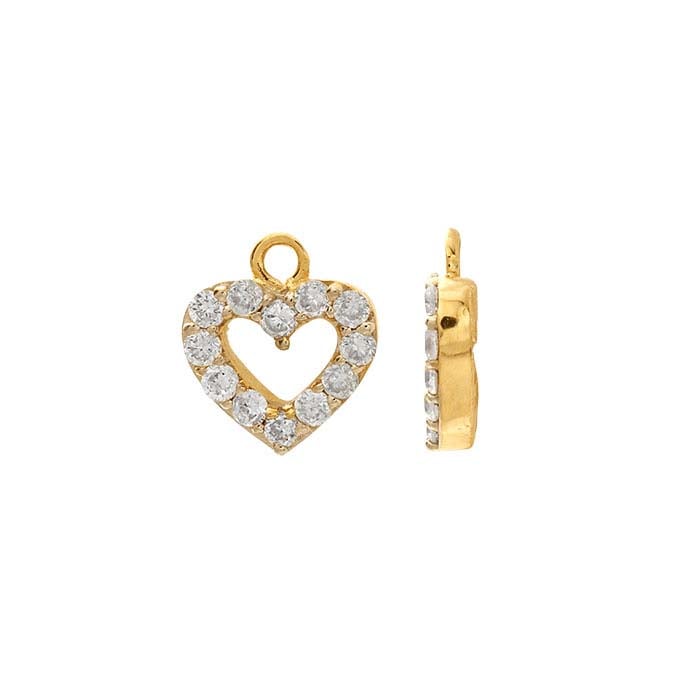 14K Yellow Gold Diamond-Set Heart Charm