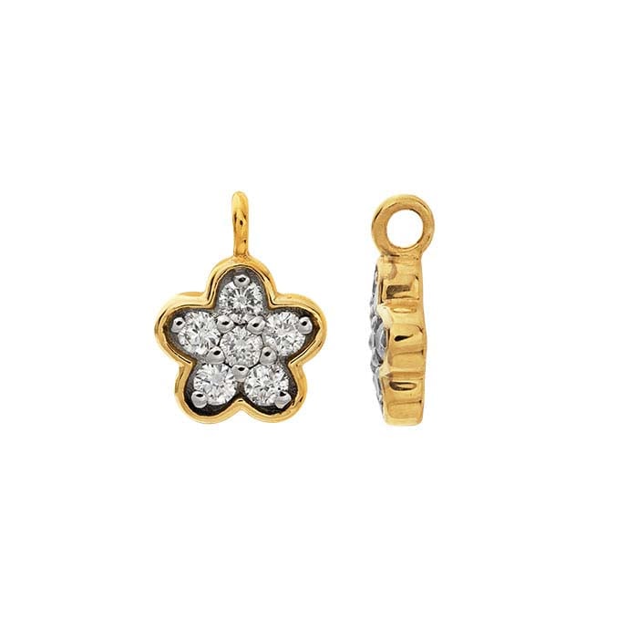 14K Yellow Gold Diamond-Set Flower Component