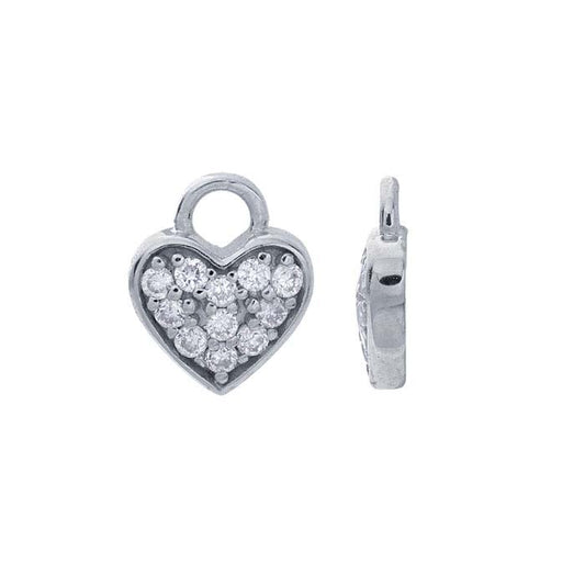 14K White Gold Diamond-Set Heart Charm