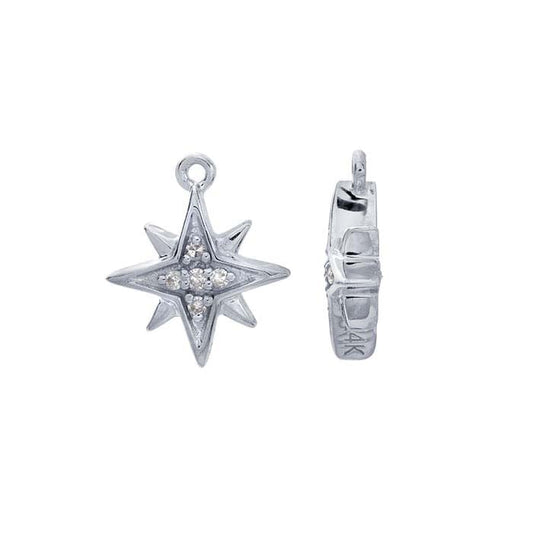 14K White Gold Diamond-Set North Star Charm