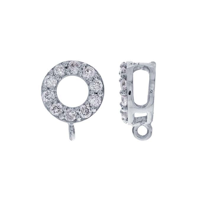 14K White Gold Diamond-Set Circle Bail with Ring