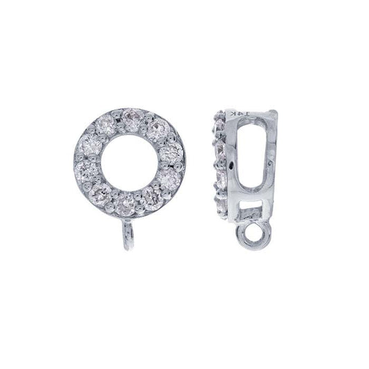 14K 화이트 골드 다이아몬드 세팅 원형 베일 링 포함