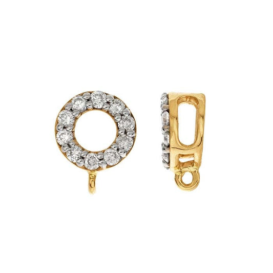 14K 옐로우 골드 다이아몬드 세팅 원형 베일 링 포함