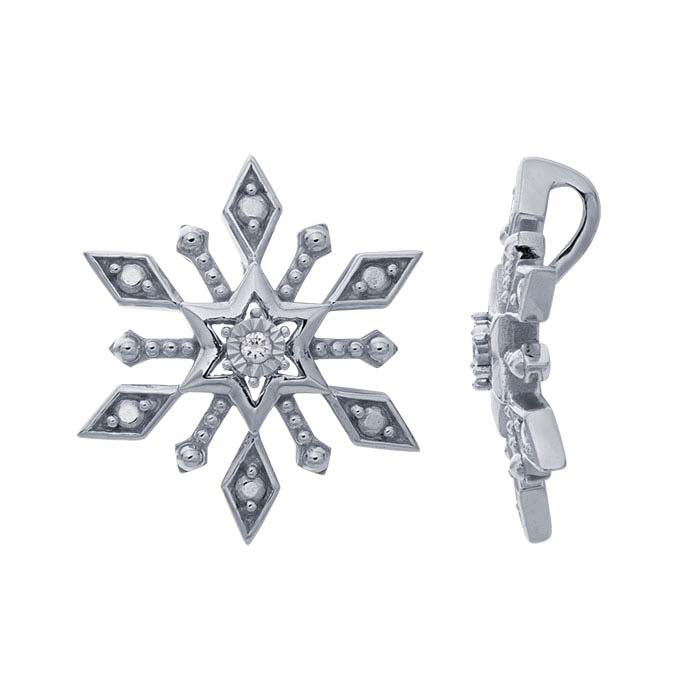 10K White Gold Diamond-Set Snowflake Pendant