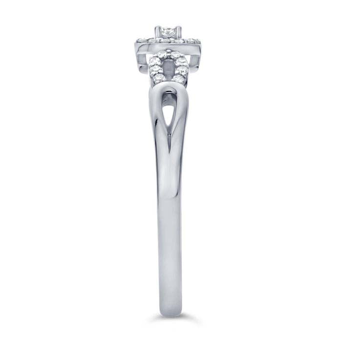 14K White Gold Cluster Diamond-Set Ring