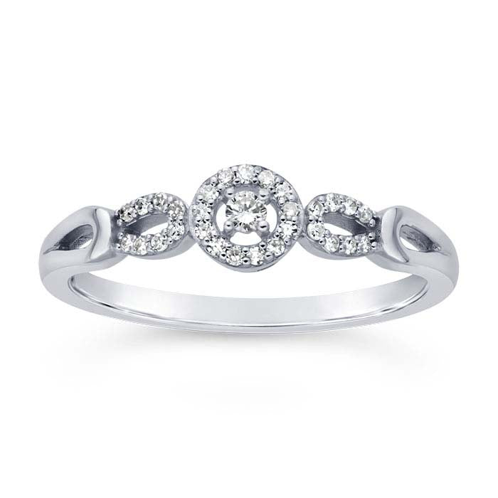 14K White Gold Cluster Diamond-Set Ring