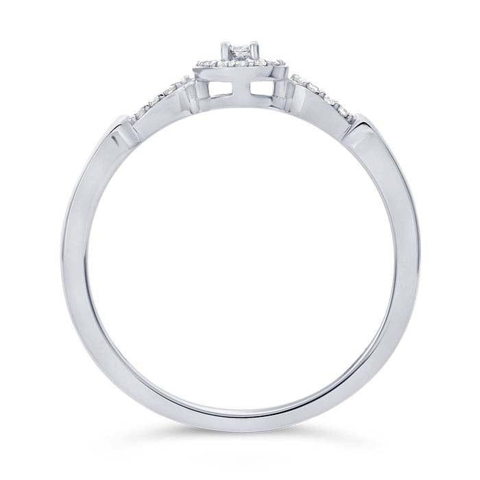 14K White Gold Cluster Diamond-Set Ring