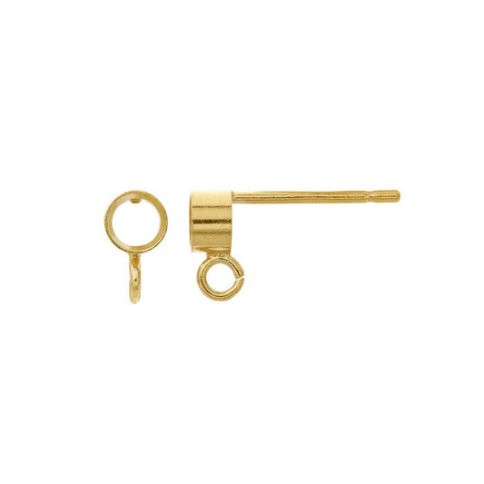 14/20 Yellow Gold-Filled 3mm Round Bezel Post Earring with Open Ring