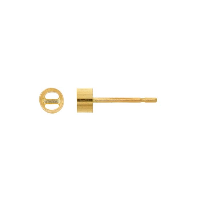 14K Yellow Gold 3mm Round Bezel Post Earring