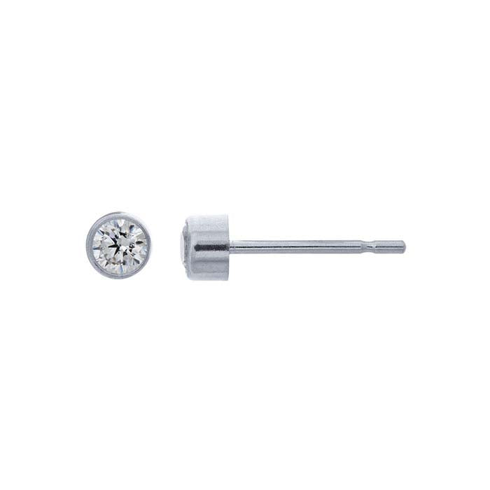 14K White Gold 3mm White CZ-Set Post Earring