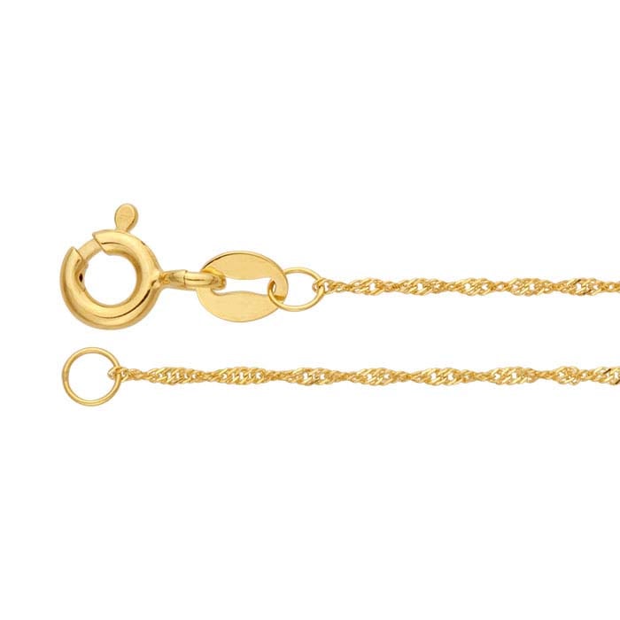 14K Yellow Gold 0.8mm Diamond-Cut Singapore Chain