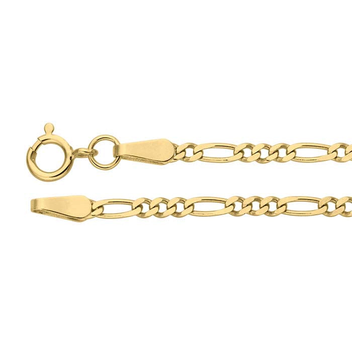 14K Yellow Gold 1.9mm Diamond-Cut Figaro Chain