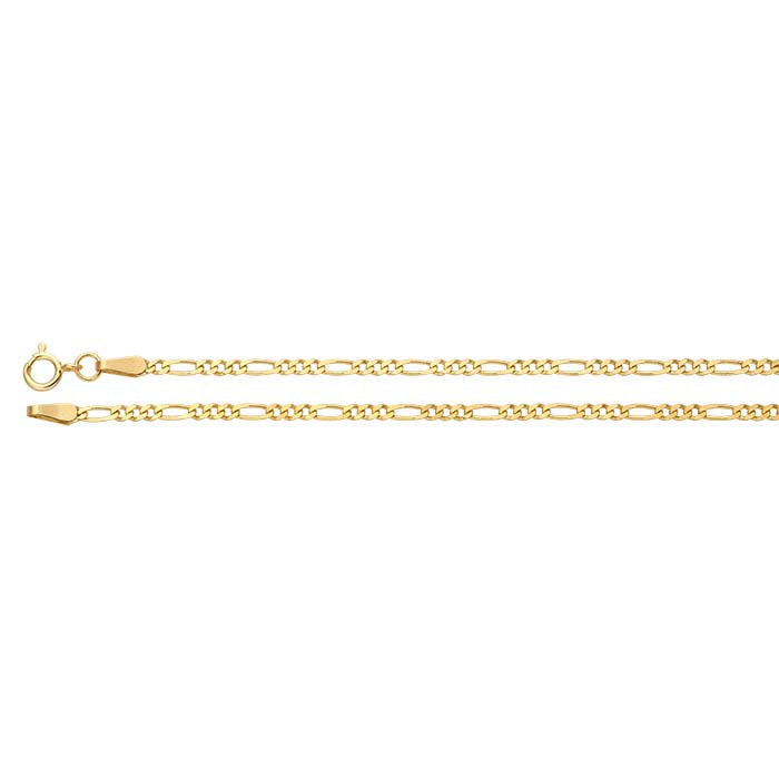 14K Yellow Gold 1.9mm Diamond-Cut Figaro Chain