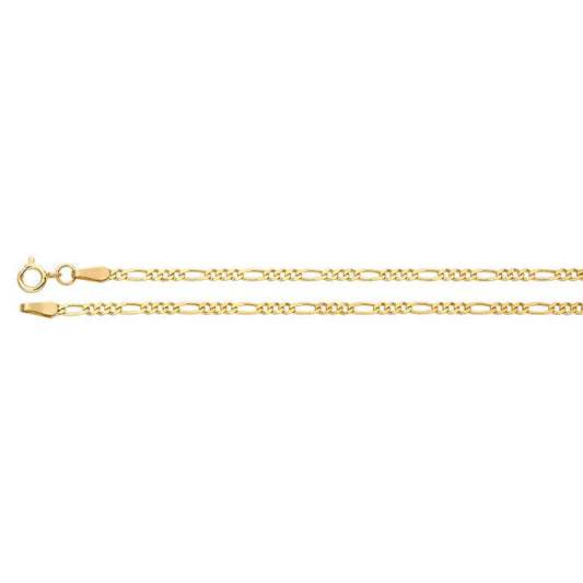 14K Yellow Gold 1.9mm Diamond-Cut Figaro Chain
