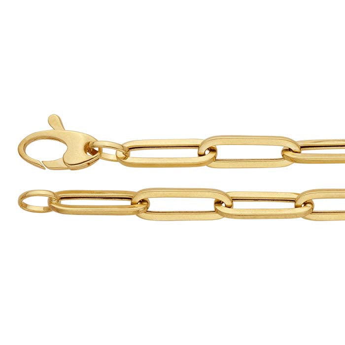 Cadena tipo cable ovalada plana de 4,2 mm en oro amarillo de 14 quilates