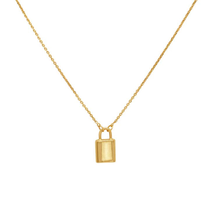 14K Yellow Gold Lock Necklace