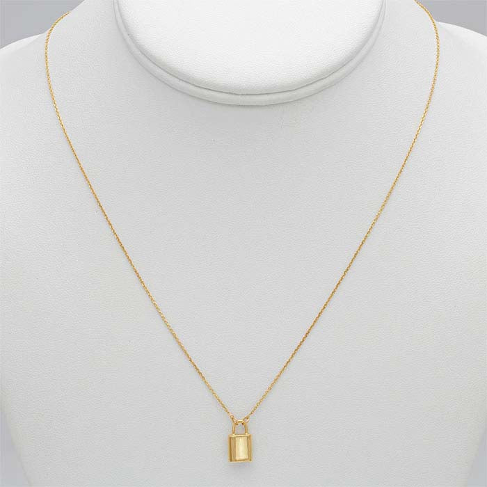 14K Yellow Gold Lock Necklace