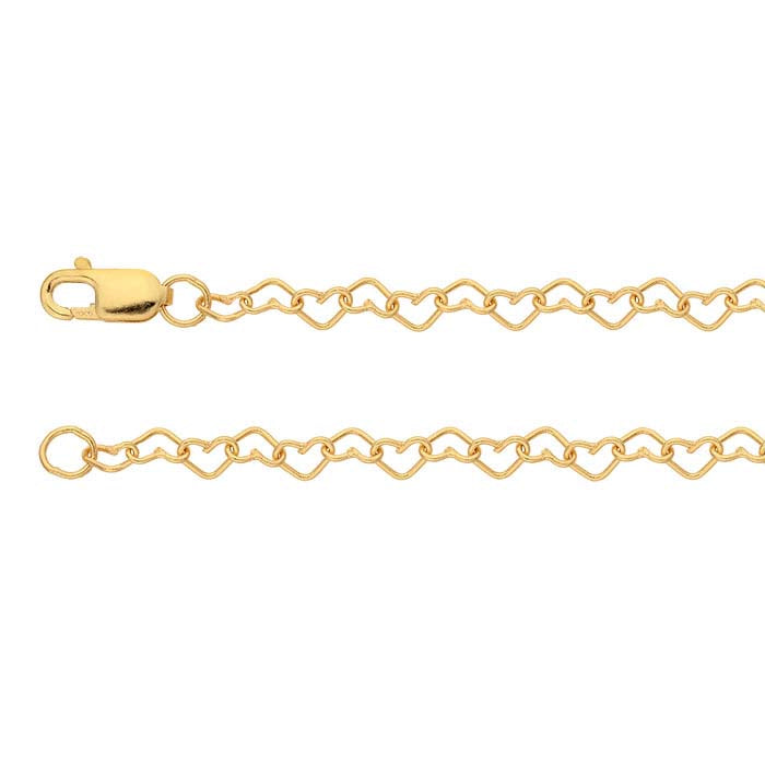 14 Karat Gelbgold 3,2 mm Herzgliederkette