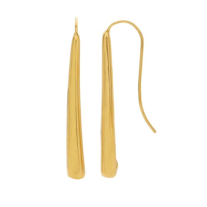 14K Yellow Gold Electroform Long Drop Earrings