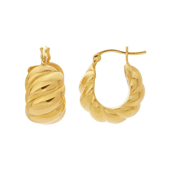 14K Yellow Gold Electroform Hoop Earrings
